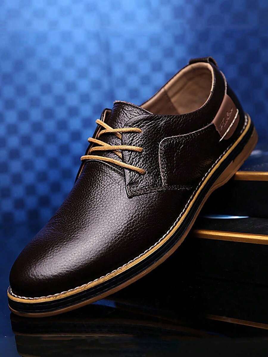 Zapatos Oxford de punta afilada de hombre, con cordones, casuales y formales, cómodos, antideslizantes, zapatos de vestir de lujo