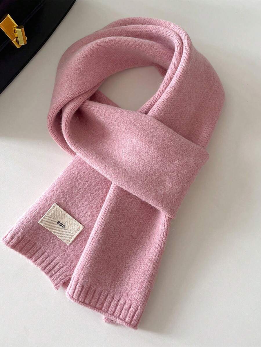 Lenço Tricotado Coreano Cor Sólida Imitação de Cashmere de Borda Dupla Grosso e Quente Xale Lenço para Mulheres e Homens