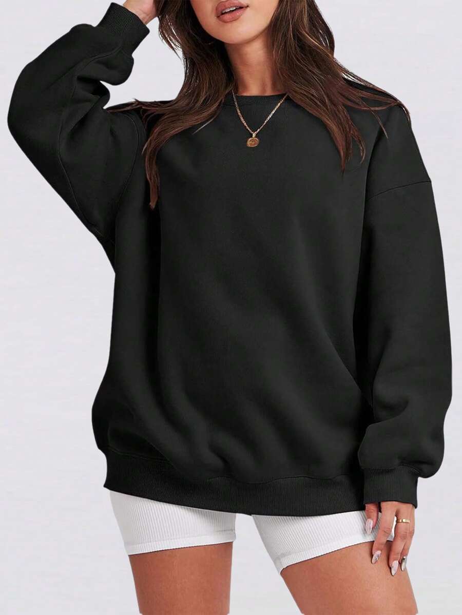 Damen Lässig Rundhals Sweatshirt, locker sitzend, weich, Langarm Pullover Oberteil