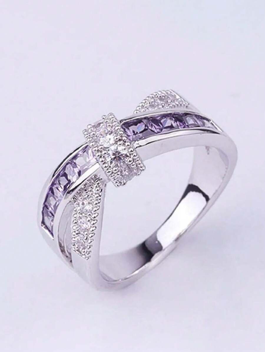 1 pièce Bague en argent sterling 925 de luxe avec zirconium cubique. Bijoux de mariage pour femmes, bijouterie fine