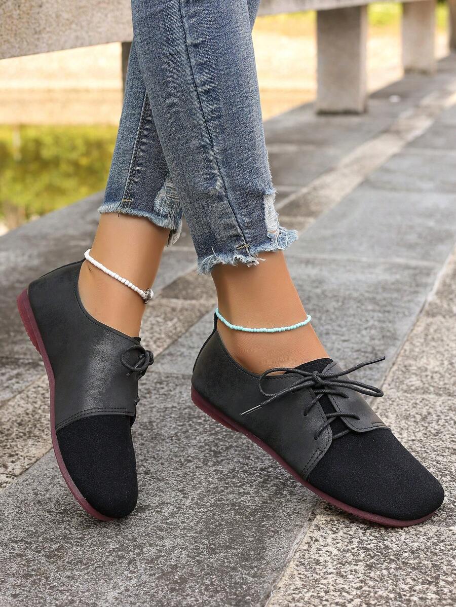Pantofi pentru bunica cu fund plat, pantofi casual cu vârf rotund, noi de primăvară/toamnă, pantofi casual cu vârf rotund, pantofi versatili de mărime mare, potriviti pentru mamă