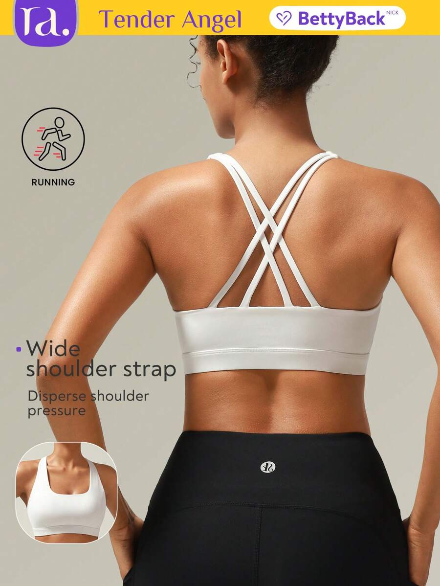 Tender Angel Sujetador deportivo de verano para mujer, sujetador de yoga con alto soporte, ajustable, con almohadillas extraíbles y diseño de espalda de tirantes