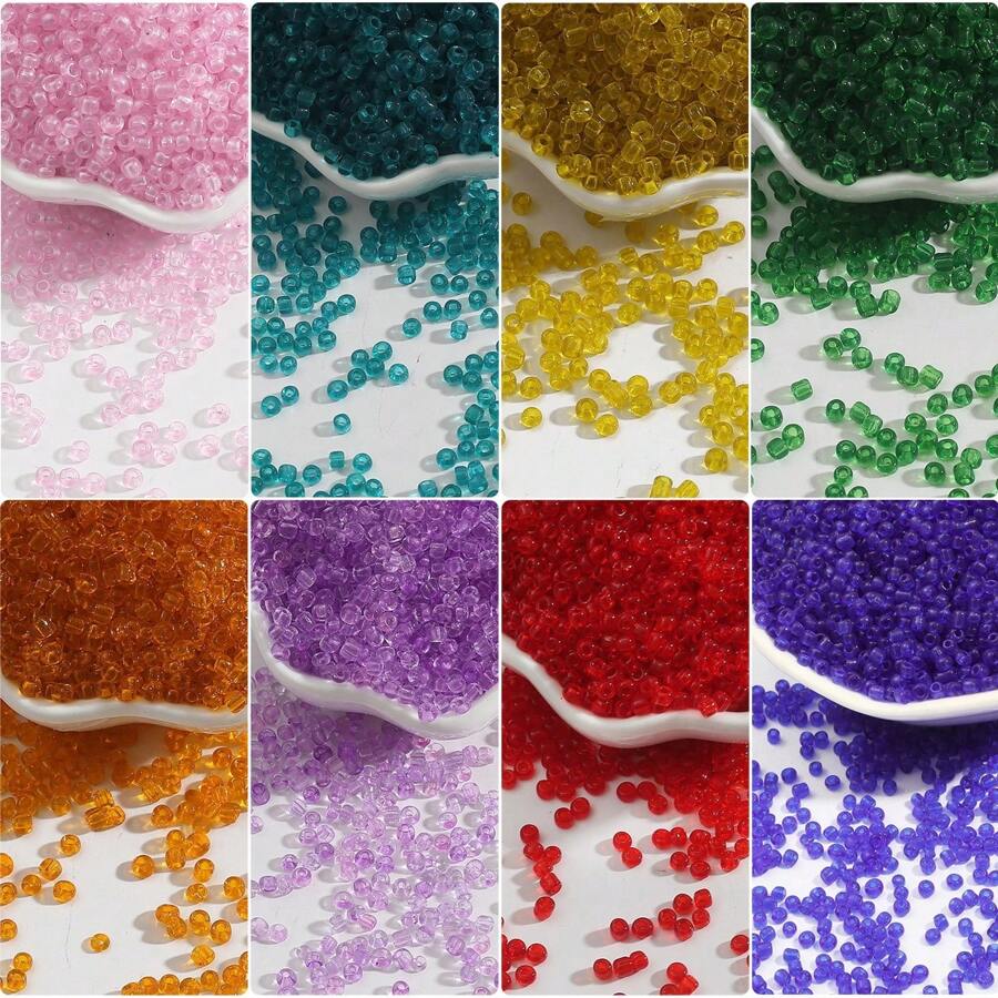 4mm 300pcs Transparent Glass Seed Beads,Small Craft Beads,Small Beads,Pony Beads,Mini Spacer Beads, Loose Beads, Craft Small Glass Beads For For Jewelry Making For DIY Craft