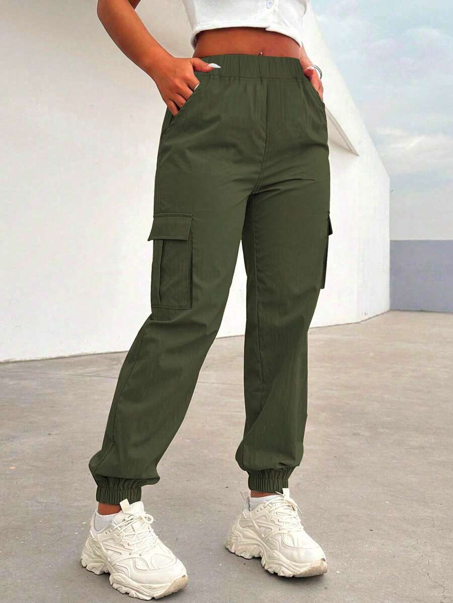 1pc Teen Girl Casual Straight Leg Jogger Pants With Pockets, Spring/Autumn/Winter, Athletic Wear