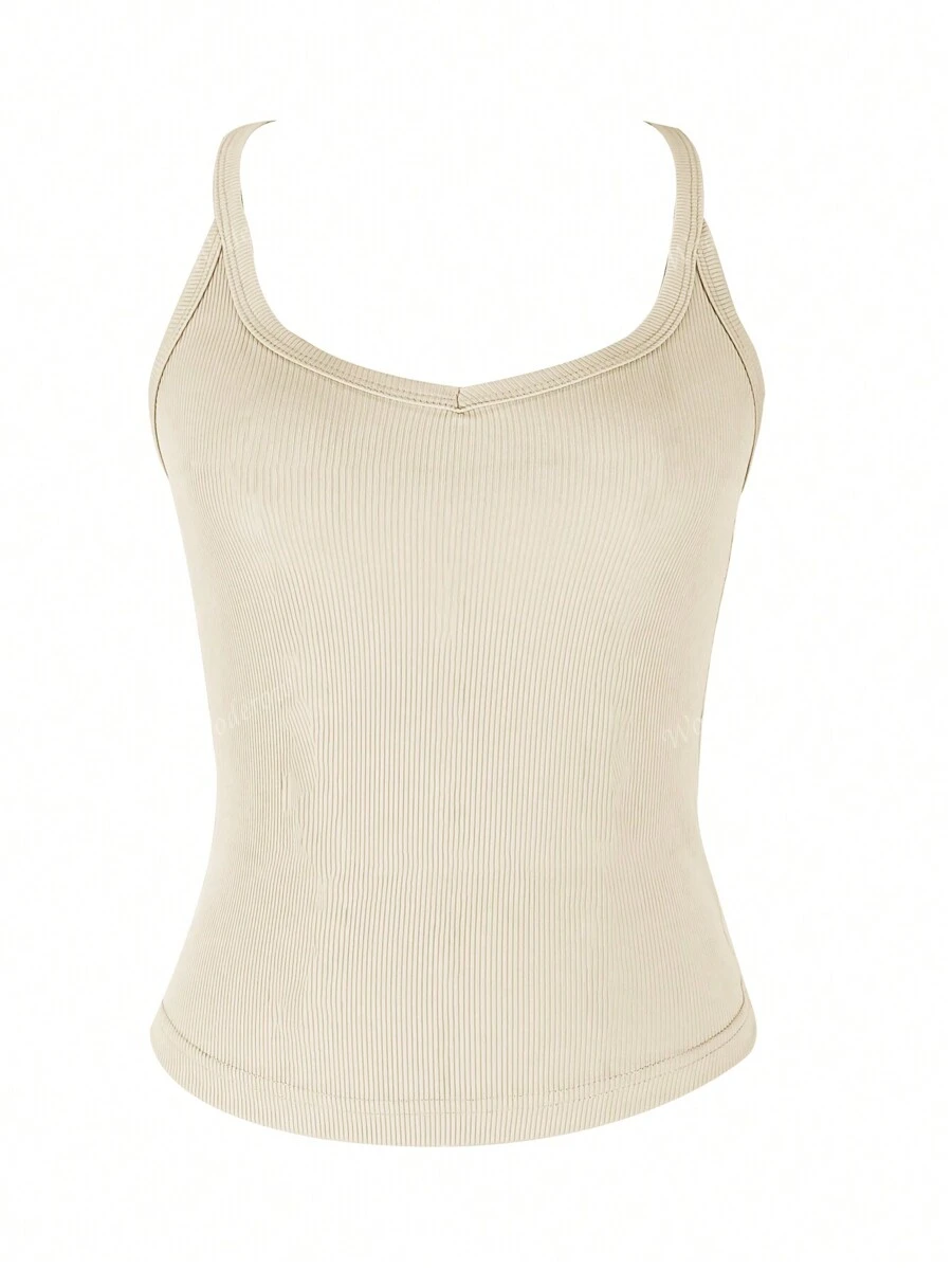 Women's Fashion Casual Sexy Solid V Neck Tight Fitting Slim Tank Top