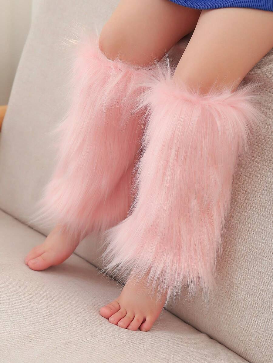 1 Pair Kids/Youth 3-16 Years Old Unisex Y2K Lolita Faux Fur Leg Warmers