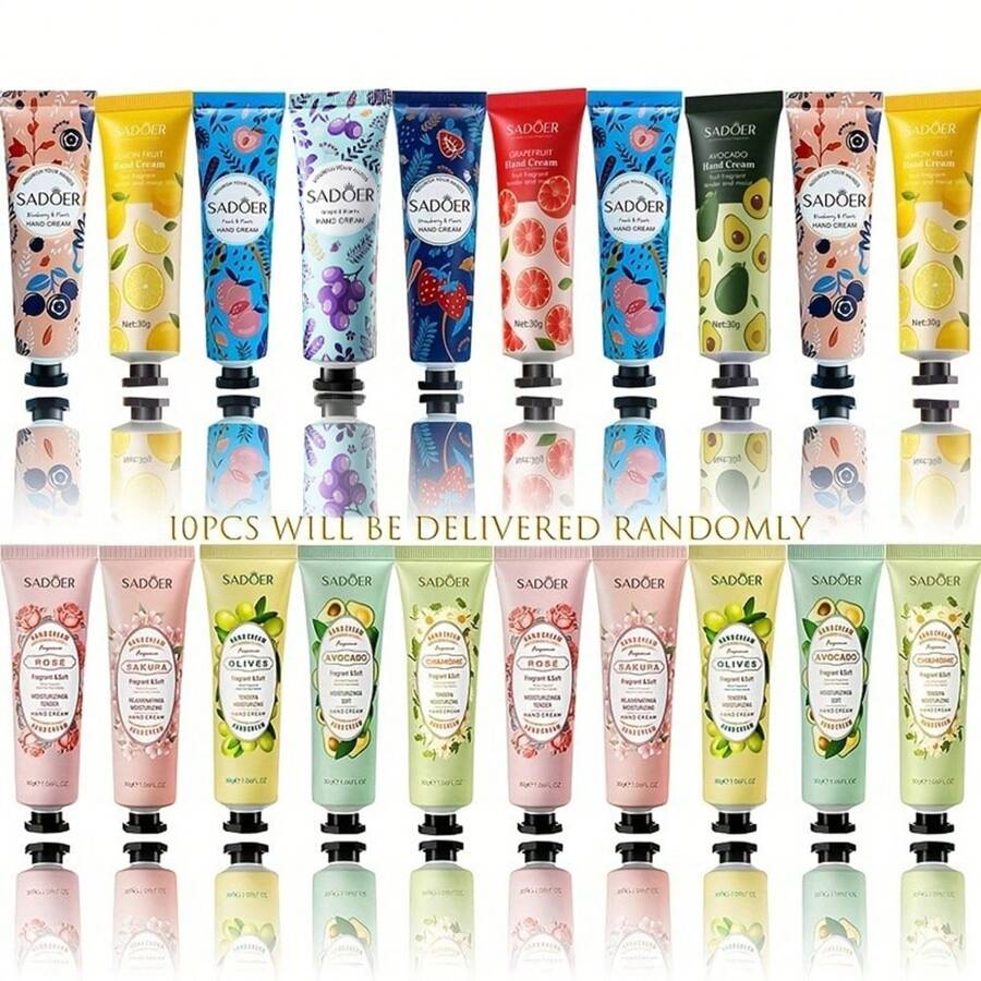 SADOER 10 Pack Hand Cream Gift Set-Plant Fragrance Lotion For Dry Cracked Hands,Body- Hand Care Moisturizing Cream Body Moisturizer Hydration Mini Hand Lotion Travel Size Bulk Mother's Day Gifts For Women