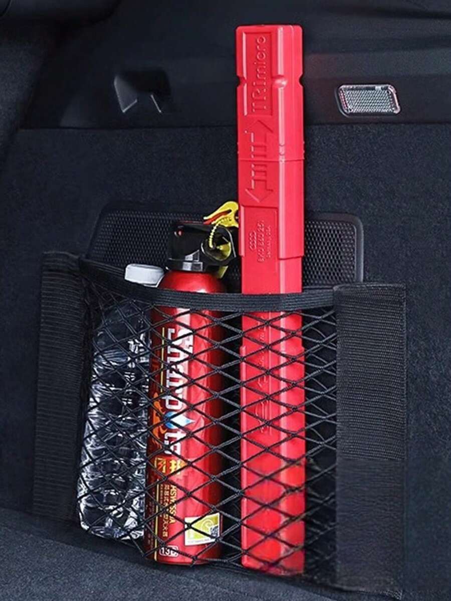 1 Stück 40*25cm doppellagiges Netzbeutel-Kofferraum-Aufbewahrungsnetz, Auto-Haken und Schlaufen-Befestigungsnetz
