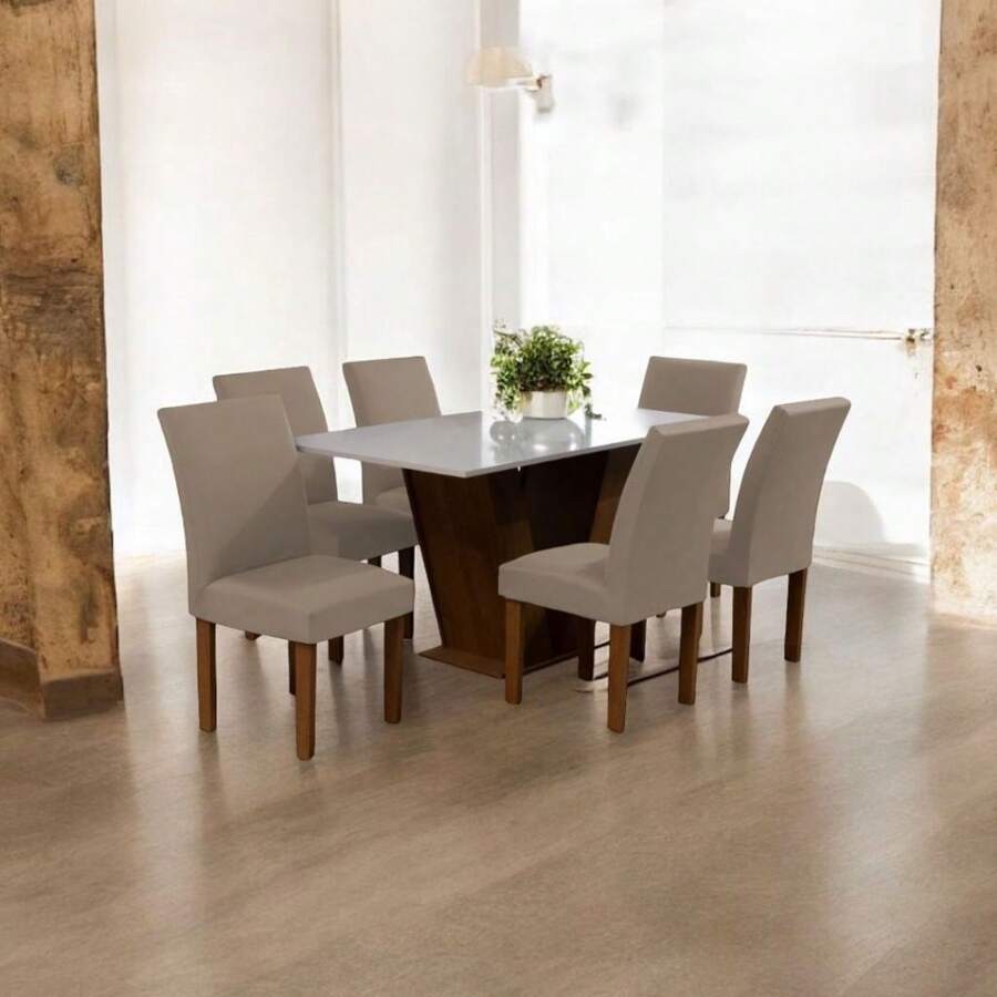 Capa de Cadeira Kit com 6 Unidades Para Sala de Jantar Copa Cozinha Malha Gel Super Oferta