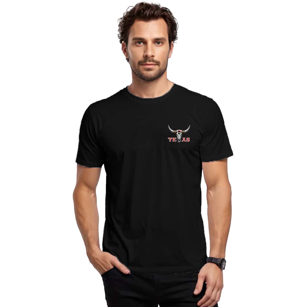 Camiseta Casual Estampada Algodão Perfeita Premium Texas Chifre Minimalista