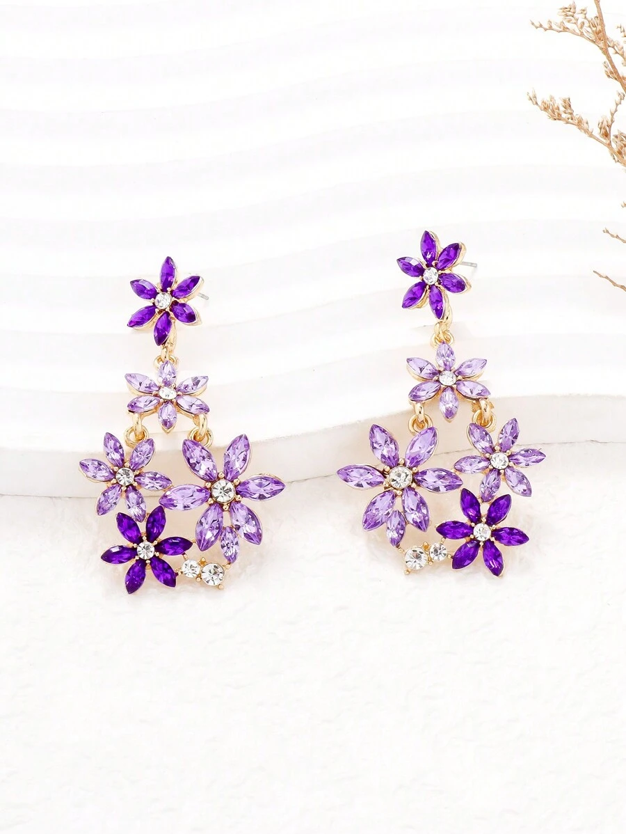 juran 1 pereche de cercei din cristal cu design floral, bijuterii în stil de plajă pentru femei