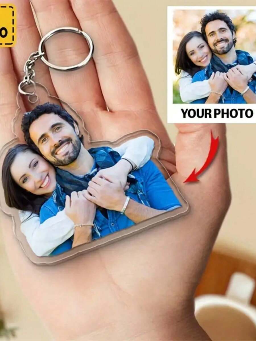 1 Personalized Custom Carved UV Color Photo Keychain - Stainless Steel And Acrylic Pendant, Round Transparent Pendant Suitable For Bags And Suitcases - Personalized Custom Christmas Gift, Perfect Custom Gift For Fathers Or Boyfriends Or Couples,Durable,Engraved,Colorful,Cute,Adorable,Funny,Kawaii,Y2K,Stylish,Unisex,Casual,Custom,Personalized,Unique,Customized,Ideal Gifts For Him,Ideal Gifts For Her,Her,Boyfriend,Girlfriend,Family,Friends,Children,For Anniversaries,For Valentine's Day,For Mother's Day,For Birthdays,For Children's Day,For Father's Day,For Graduation,For Weddings,For Housewarming