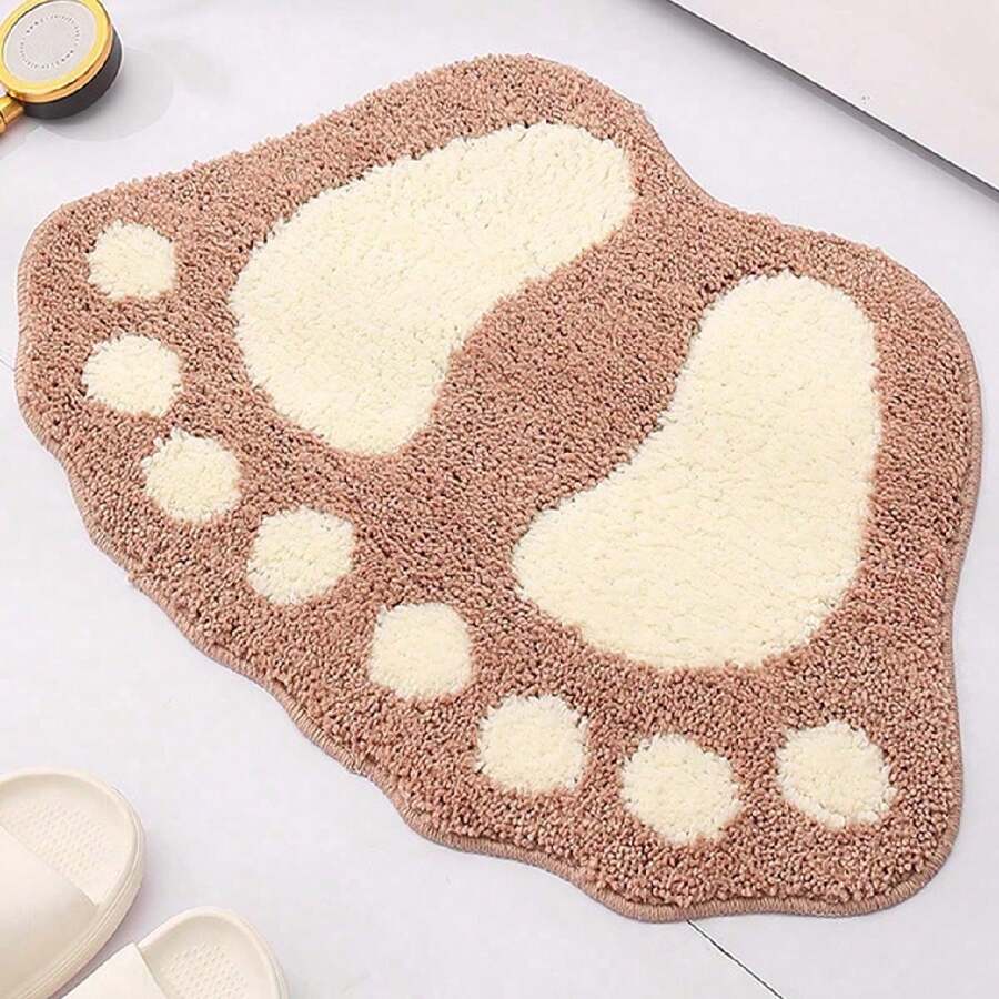 1 stuk creatieve asymmetrische zachte absorberende antislipmat, pootvormige badmat, badkamer/woonkamer/slaapkamer/hal vloermat, badkamerdecoratie, badkameraccessoires, terug naar school