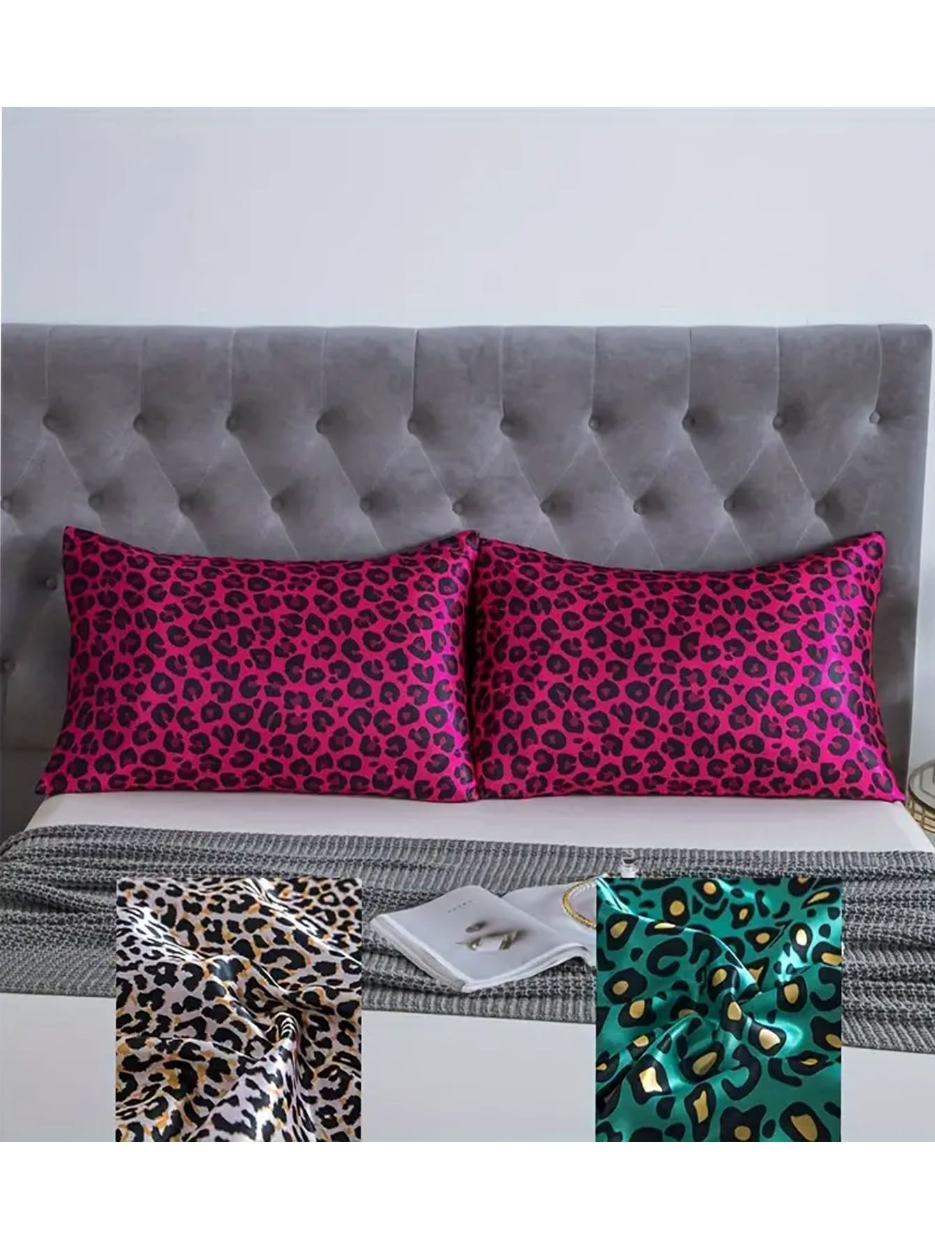 2pcs Red Leopard Print Pillow Cases, Soft Smooth Comfy Silky Like Satin Pillowcase, Envelope Closure Gifts For Double Bed