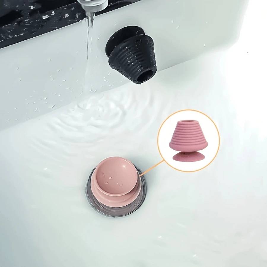 1pc Silicone Basin Plug With Suction Cup, Fits Kitchen, Bathtub, Bathroom Sink Drain, Plumbing Accessories Home Bathroom Decor Summer Back To School