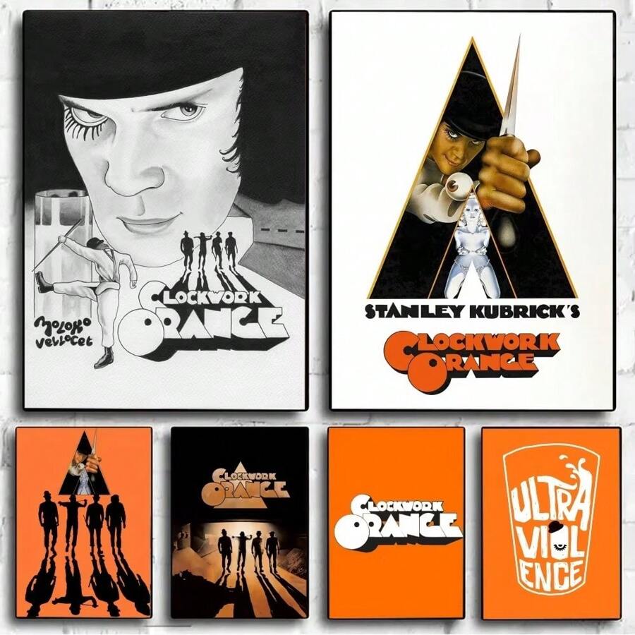 1pc Wall Arts Posters Frameless Clockwork Orange Poster Frameless Poster Kraft Club Bar Paper Retro Poster Wall Art Painting Bedroom Learning Pop,Canvas