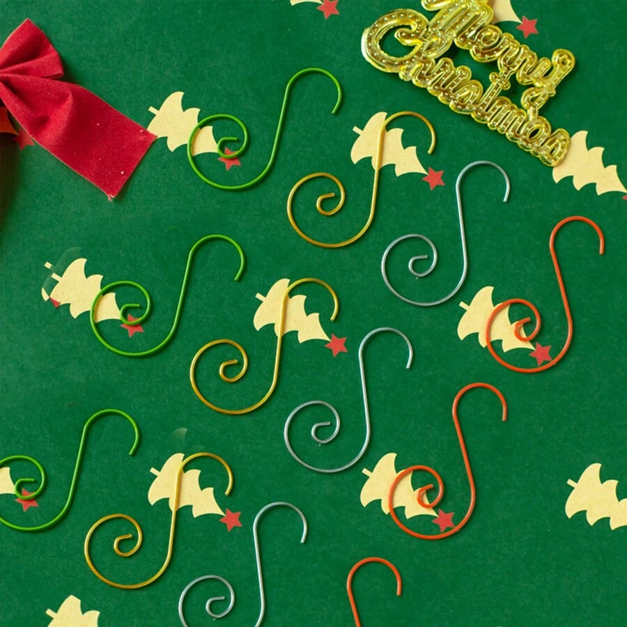 50 crochets en S pour décoration de Noël, chaussettes de Noël, crochets pour sapin de Noël, crochets en S pour boules de Noël