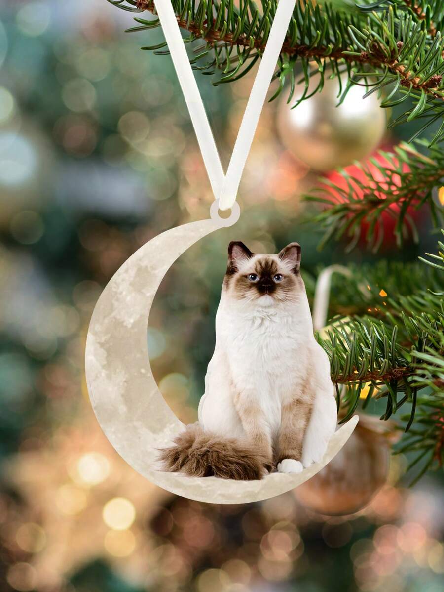 1 Peça Decoração Acrílica Gato Sentado na Lua Pingente, Decoração de Casa, Enfeite de Árvore, Decoração Suspensa de Janela, Lareira, Jardim, Presente para Família, Amigo, Amante de Animais, Decoração, Decoração de Casa, Decoração de Quarto, Decoração de Parede