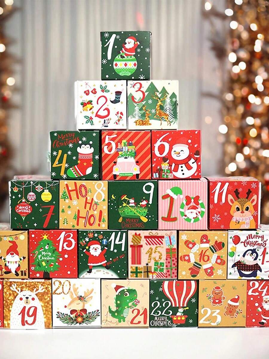 24 scatole regalo di Natale, calendario dell Avvento, con 24 numeri, scatole regalo di Natale
