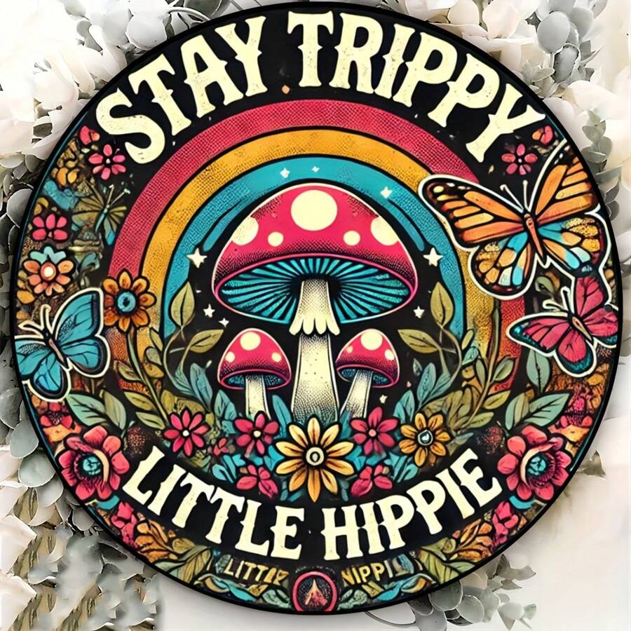 Semn de fier Hippie Graffiti 8x8" - Perfect pentru decorarea camerei, peretelui, restaurantului, barului, cafenelei și garajului în sus, în jos, în stânga și în dreapta diferite poziții ale găurilor Livrare aleatorie, decor acasă, decor de cameră, decor de perete