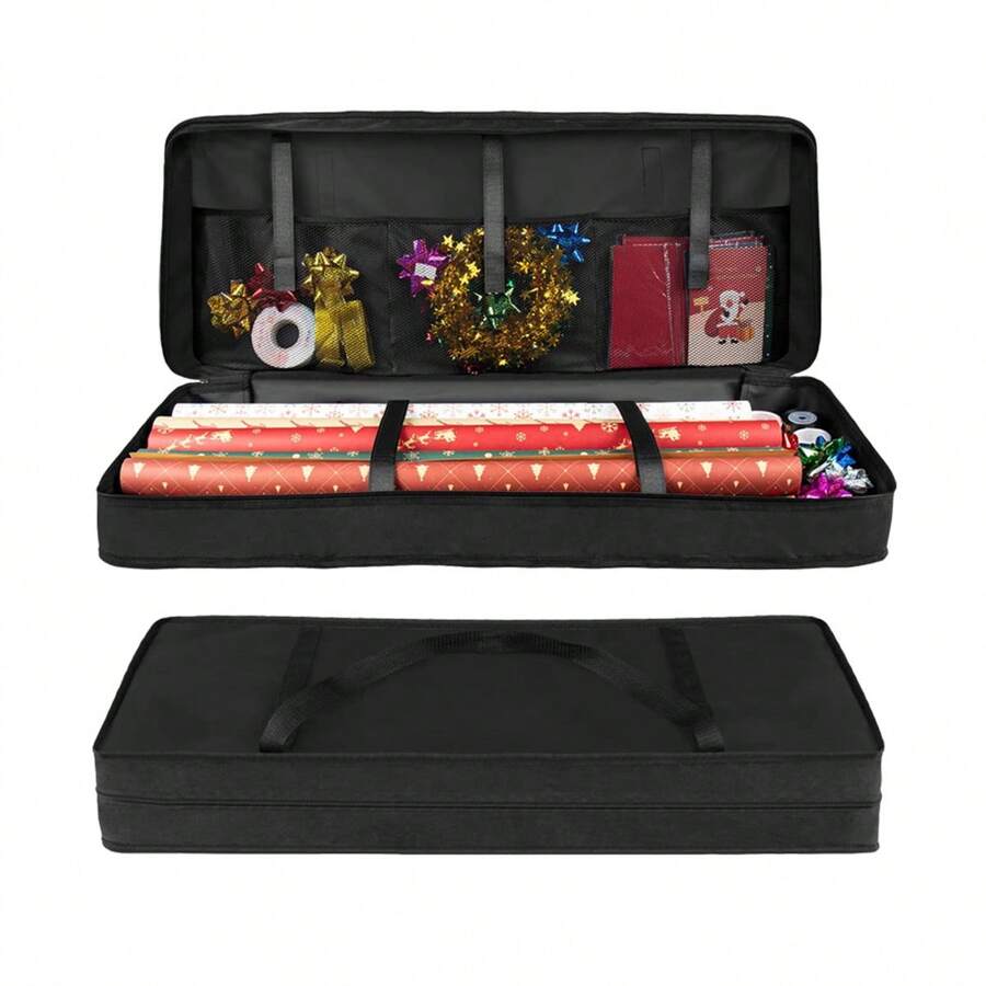 1pc Gift Storage Bag, Christmas Wrapping Paper Storage Bag With Christmas Accessories, Useful Pocket Can Hold 24 Rolls, Bottom Can Store Holiday Decorations, Large Capacity Storage Box, For Mother's Day, Bridesmaid Gifts, Graduation Gifts, Birthday Gifts, Wedding Gifts, Birthday, Bride, Wedding