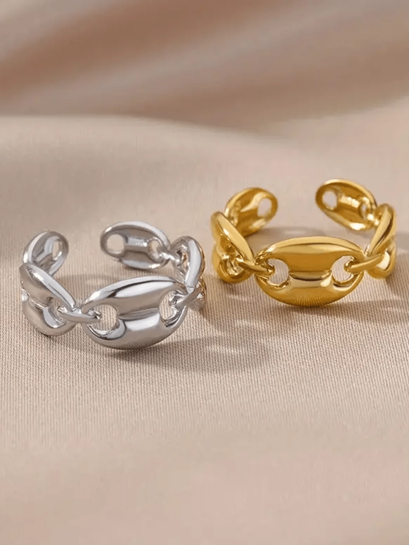 1 pieza Anillo ajustable en forma de nariz de cerdo de acero inoxidable para granos de café, talla 8, anillo de dedo creativo y de moda unisex