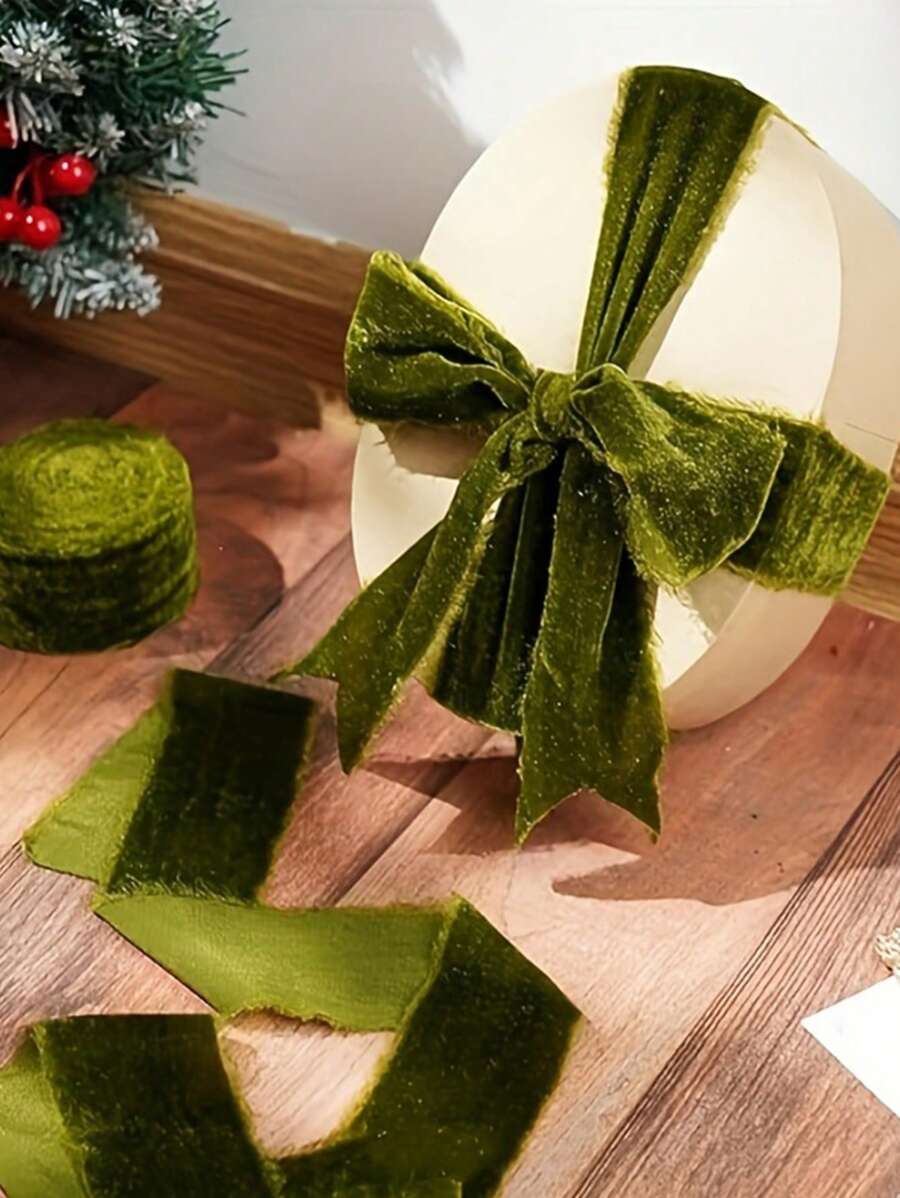 1pc Handmade Frayed Edging Velvet Suede Cloth Ribbon For Wedding Invitation Wrapping Bouquets Birthday Party Decorations Gifts Christmas & Thanksgiving Decorations, Gift Wrapping, Wedding Bouquets (Spool Not Included)