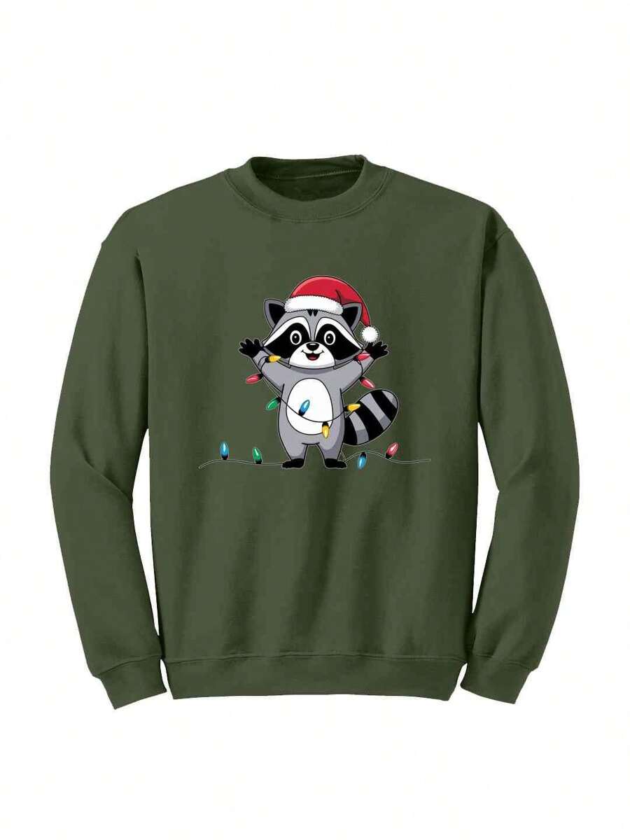 PINEHART Christmas Raccoon Sweatshirt, Christmas Sweatshirt, Cute Raccoon Hoodie, Funny Animal Shirt, Cute Christmas Hoodie, Animal Hoodie