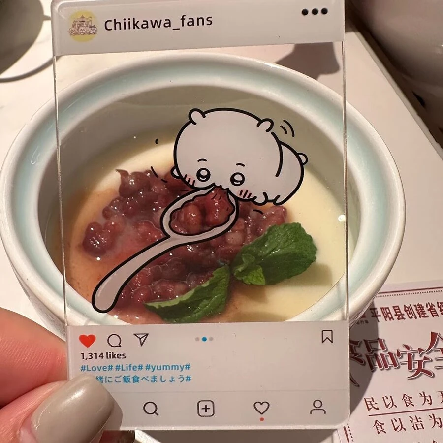 Sanrio 1pc Kii Usachi Same Style Transparent Card Ins Style Cute Eating Grain Check In Creative Photo Decoration Gift