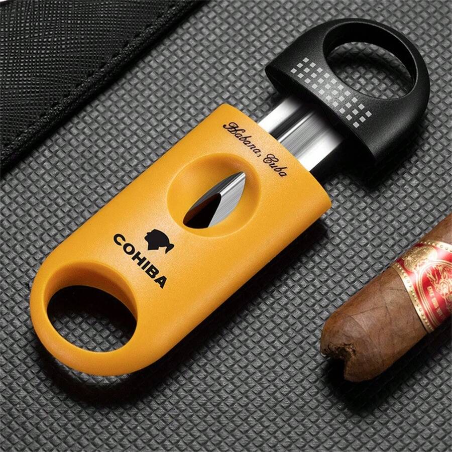 1 pieza Tijeras cortacigarro de acero inoxidable con hoja afilada, tijeras de corte en V y corte recto 2 en 1 para cigarros
