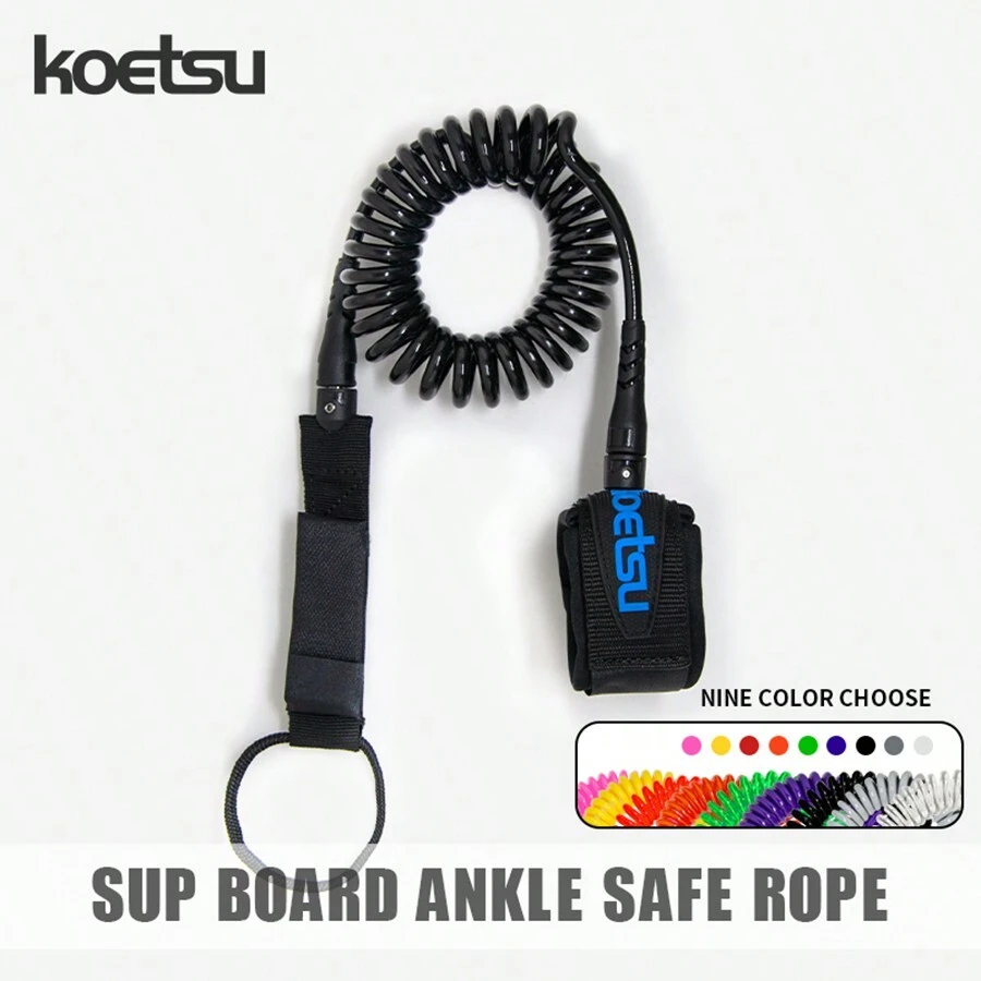 KOETSU bunte Surfbrett Zubehör Fußseil Leine 7mm einstellbares TPU Material Seil für Stand-Up-Paddelboard, Strandutensilien, Strandaccessoires, Poolschwimmhilfe