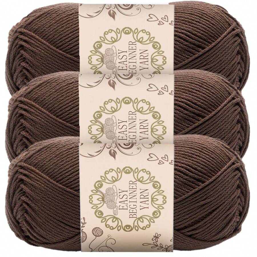 3 Pcs Soft & Warm 100% Acrylic Yarn Set, 4-Ply Thick Knitting Kit For Beginners, Suitable For DIY Scarf & Blanket Making, Variety Of Colors