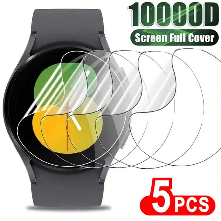 5Pcs Screen Protector Compatible With Galaxy Watch 7 40mm 44mm 5 6 Watch 6 5Pro Watch 4 Classic 40/42/46/47mm Soft Protective Film Gift For Birthday, Family, Friends Watch Screen Protector, Watch Cover, Watch Accessories