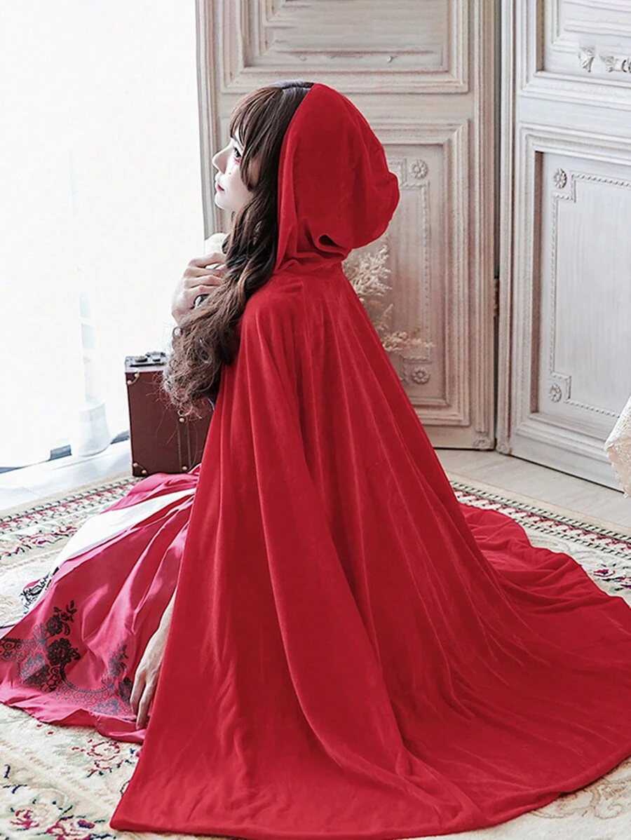 1pc Little Red Riding Hood Cape, Halloween Party Cosplay Cloak, Suitable For Performances And Various Festivals