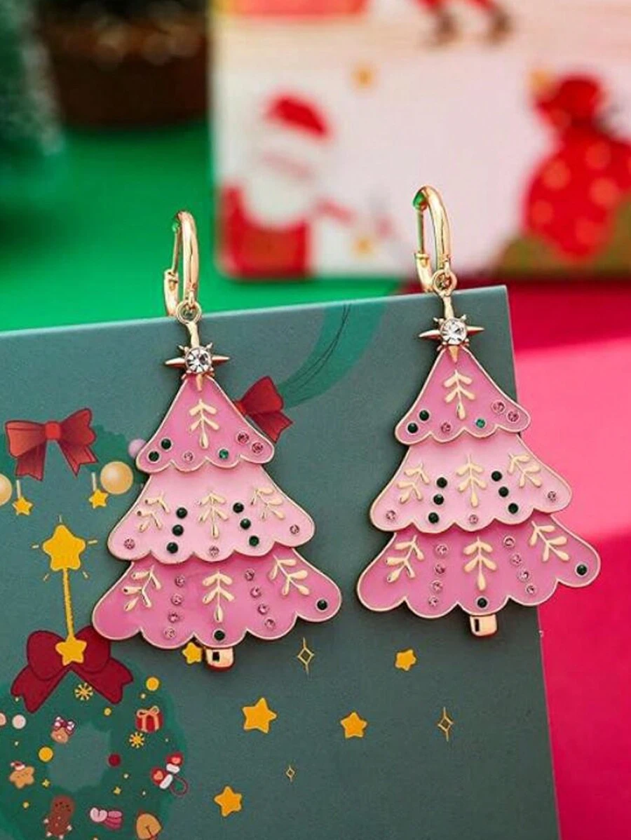 1 paar kerstoorbellen voor vrouwen, schattige kerstboomoorbellen, sierlijke vergulde hoepeloorbellen, hypoallergene kerstoorbellen, kerstsieraden voor vrouwen