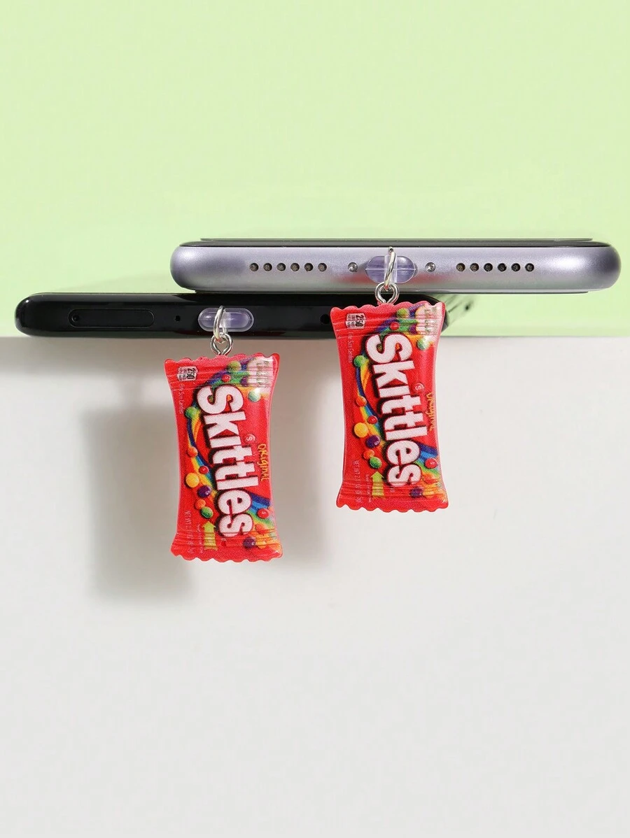 New Fake Candy Snack Food Miniatures Resin Phone Dust Plug Charm, Rainbow Color Phone Charging Port Dust Cover Decor, Couple Phone Dust Plug Accessory