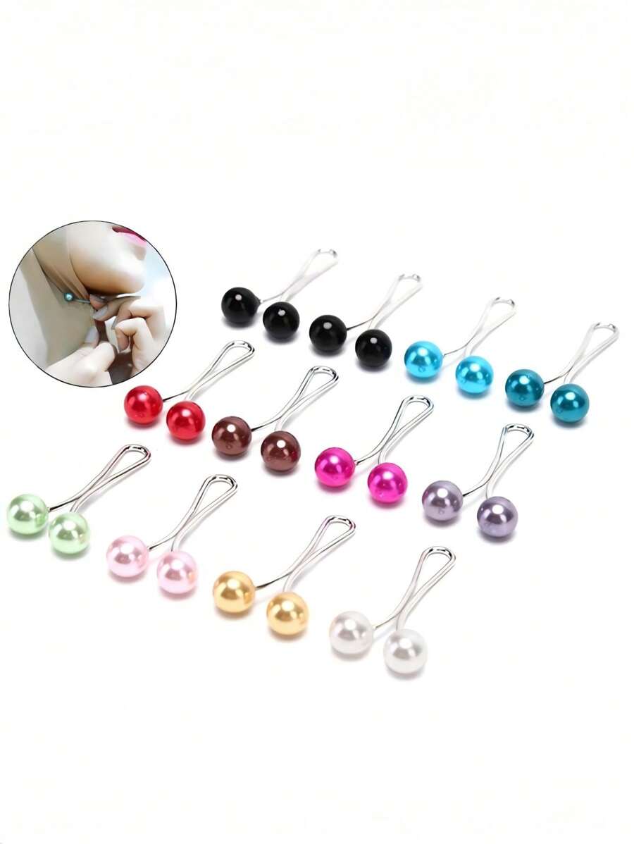12 Stück/Set Kopftuch Clips, Kopftuch Pins, Schal Accessoires, Schal Schnalle, Kopftuch Clips, Kunstperle Schal, Clips Frauen Brosche