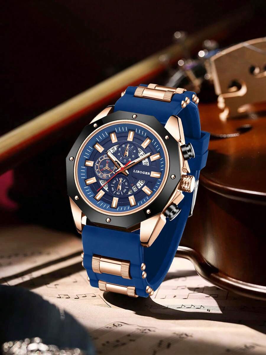 1pc Heren Siliconen Band Mode Vrijetijds Sport Bar Schaal Wijzerplaat Quartz Horloge Voor Dagelijks Gebruik Of Cadeau Geven Kerstmis Nieuwjaar Valentijnsdag Vakantie Cadeau