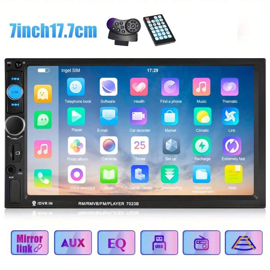 Double Din Car Stereo 7" Touch Screen 2 Din Car Radio With Bluetooth FM, MP5 Player With USB/SD/AUX Input 2 Din Autoradio With Mirror Link SWC,Portable Media Players