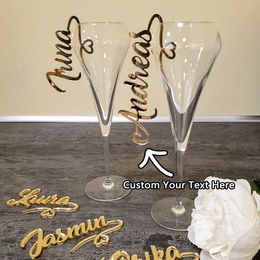 Customized Glass Decorations, Wedding Decor, Golden Decor, Glass Decor, Wedding Decor, Personalized Laser Cut Names, Gift For Father