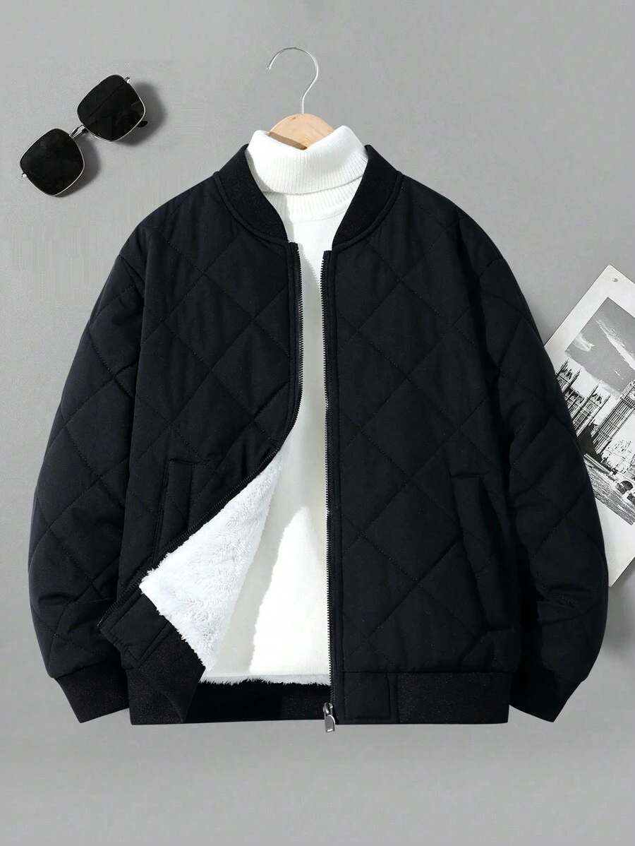 1pc Tween Girl Fashion Versatile Daily Outdoor Sports Casual Thermal Lined Thick Jacket, Autumn/Winter