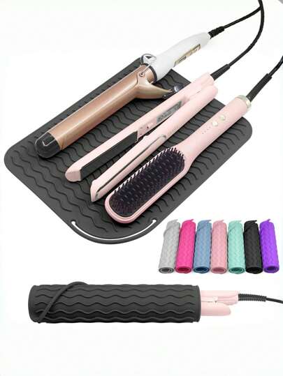 Large Heat Resistant Silicone Mat Sleeve Pad ,Hot Styling Tool Mat, For Hair Straightener Curling Irons Styling Tools, Titanium Ceramic Flat Iron Mat Travel Anti Scald And Heat Resistant Pad,Portable Travel Silicone Hair Straightener Mat And Hair Styling Tools,Silicone Hair Mat,Silicone Heat Resistant Pad,Cable Organizer,Boho Vibes