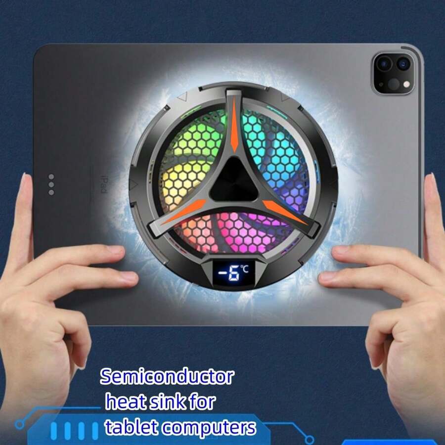 1pc Large Size Digital Display Semiconductor Magnetic Tablet Pc Dedicated Rgb Light Phone Cooler With Semiconductor Heatsink Back Clip Game Cooling Artifact For Mute Game E -Sports Gaming Accessories