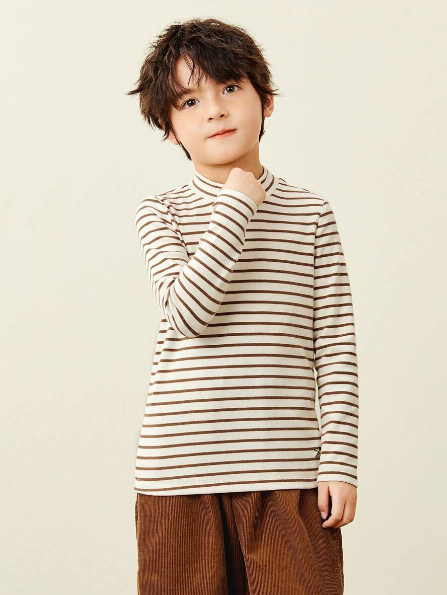 mini bala Camiseta de cuello alto de manga larga, suave al tacto, para niños y niñas, otoño 2024