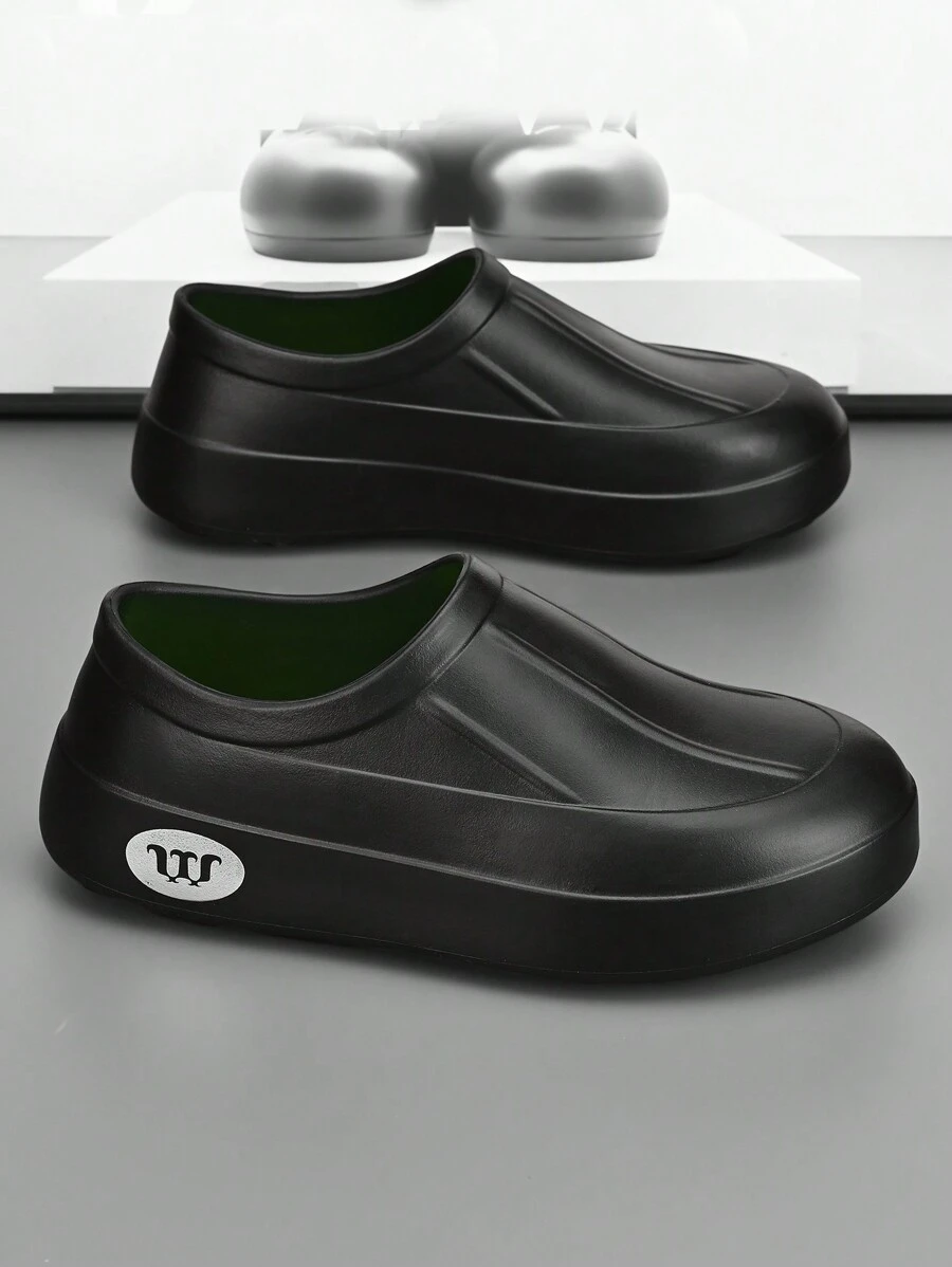 W 1 Pair Men's Waterproof, Anti-Slip, Oil-Resistant, Slip-On Chef Shoes For Kitchen, Hotel Back-Of-House, Food Factory