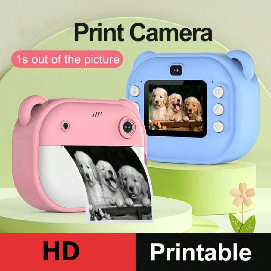 Instant Print Camera, Print Photo Selfie Video Digital Camera With Paper Film, Mini Learning Camera Gifts For Birthday Holiday Travel(No Memory Card But Can Be Printed Directly)