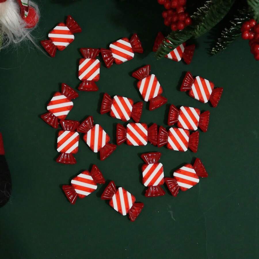 1 set (20 pièces) - Ornement de bonbon carré bicolore simulé, assemblage créatif de bonbons fait maison, décoration de scène de Noël, accessoires pour prendre des photos