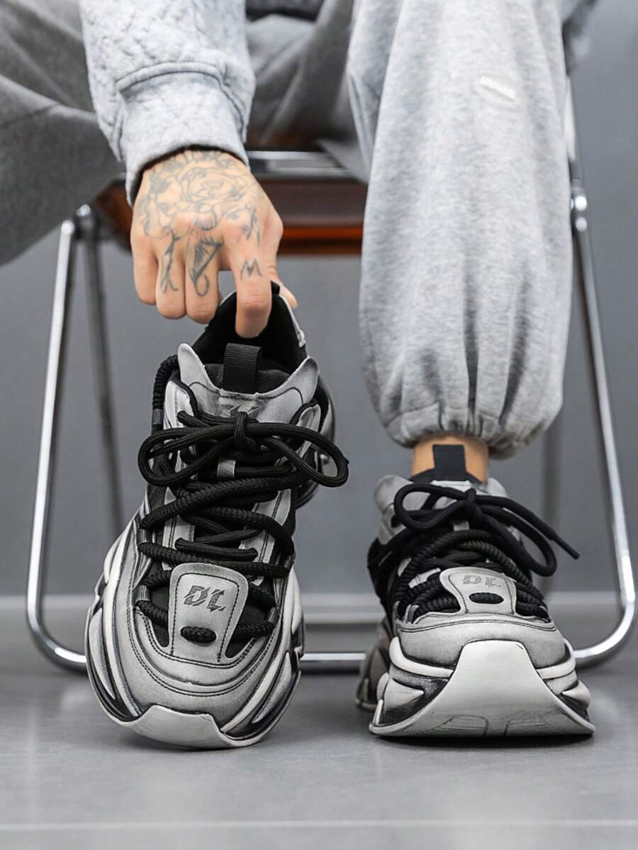 Men's Shoes 2024 New Air Mesh Shoes Men's Casual Sports Shoes Men Platform Daddy Shoes Men Fashion Light Running Shoes Men Dark Combat Shoes Men 39-44