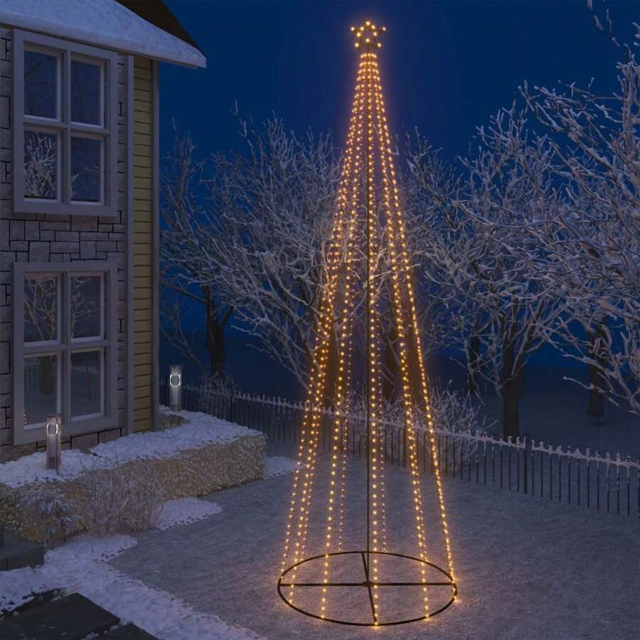 Warm White Christmas Cone Tree 5ft X 16ft With 732 Lights Holiday Decorative Outdoor Display
