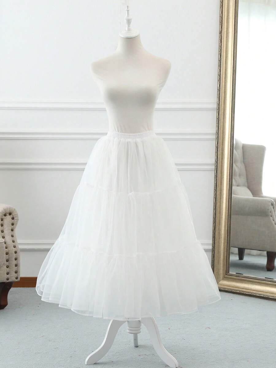 1 pièce Jupon polyvalent, jupe-culotte longue en tulle doux de style Lolita, jupon pour Lolita/Cosplay, convient pour Halloween, Noël, rose 80cm